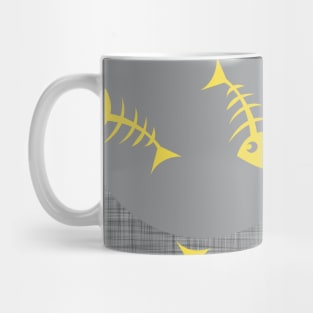 Herringbone yellow on gray with a linen structure - Pantone colors of the year 2021 Mug